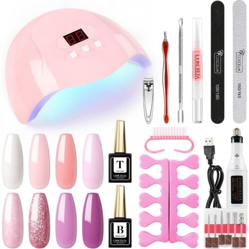 COSCELIA Nail Gel Polish Set With UV LED Lamp Electric Nail Drill Soak Off Professional Tools Kit For Nail Tools Manicure Set
