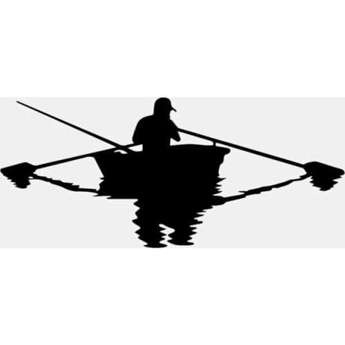 Car Stickers Funny Fisherman Boat Fishing Car Stickers PVC Car Stickers Creative Waterproof Cover Scratch Black/white, 17cm*7cm