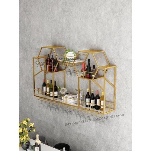 Wall hanging creative wine rack wine glass upside down rack household double-layer wrought iron storage cabinet wall wine rack