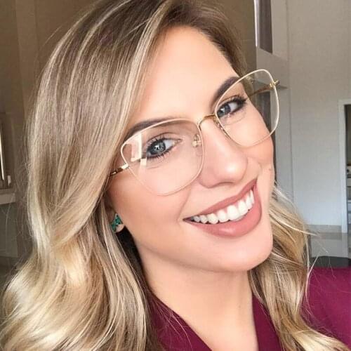 Alloy White Leopard Cat Eye Glasses Frame Clear Lens Optical eyeglasses frames Female Male Fashion Blue Light Blocking Glasses