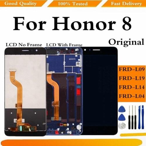 Original For Huawei Honor 8 LCD Touch Screen Digitizer Assembly For Honor8 FRD-L19 FRD-L09 Display Replacement with Frame