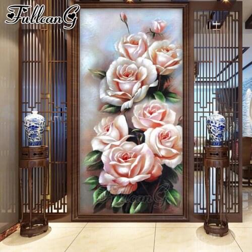 FULLCANG full square/round drill 5d diy large diamond painting pink peony mosaic embroidery sale china flower wall decor FC1416