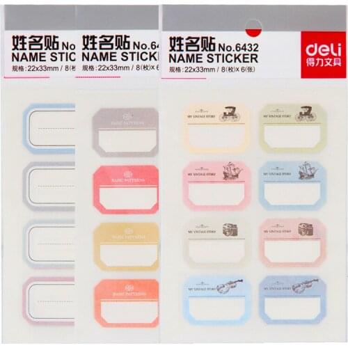 Deli 6432 self adhesive label, office label, kindergarten childrens cartoon handwritten name stickers (6 pieces)