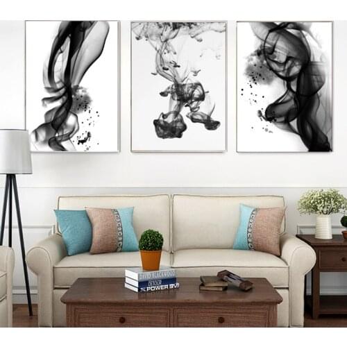 Self-adhesive Wall Stickers Abstract Ink Pictures Painting Wall Art Posters Print Wallpapers Home Decor Room Decoration