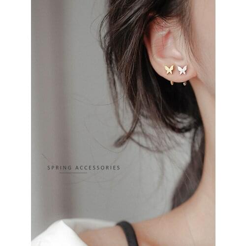 S925 sterling silver earrings butterfly earrings simple small ear hook earrings simple student fresh jewelry