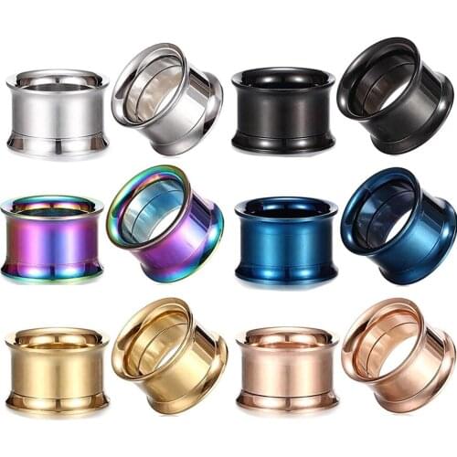 2pcs/lot Steel Ear Plugs and Tunnels Piercings Rose Gold Screwed Earring Expander Earlet Gauges Body Piercings Jewelry 5mm-20mm