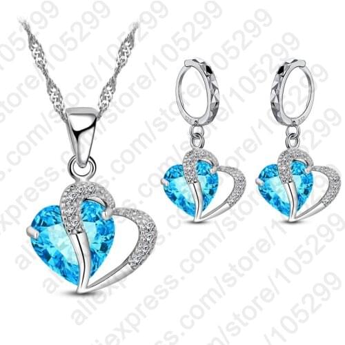 Wedding Bridal Dress Accessory Jewelry Sets For Women Drop Cubic Zirconia Necklace Earrings 925 Sterling Silver Party