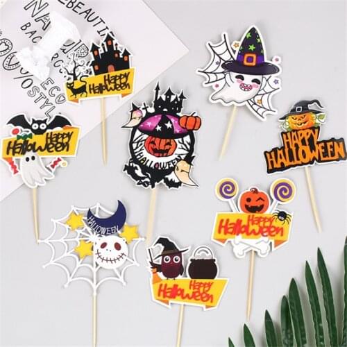 2021 Halloween Cake Decoration Ghost Pumpkin Spider Web Kid Cake Card Baking Decoration Party Wedding Tool