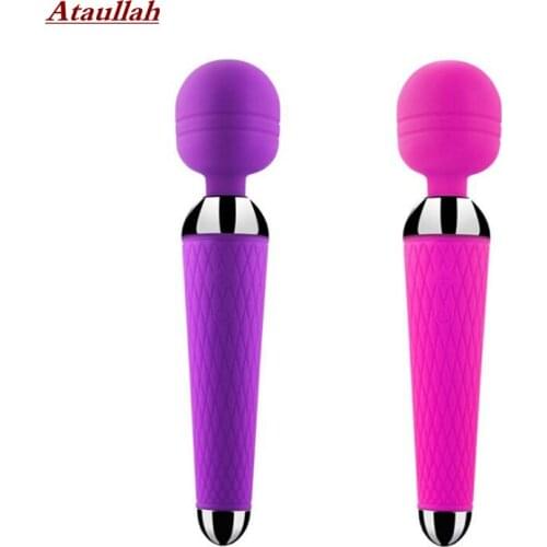 Ataullah Powerful Clit Vibrators for Women USB Charge AV Magic Wand Vibrator Massager Adult Sex Toys for Woman Masturbator ST003