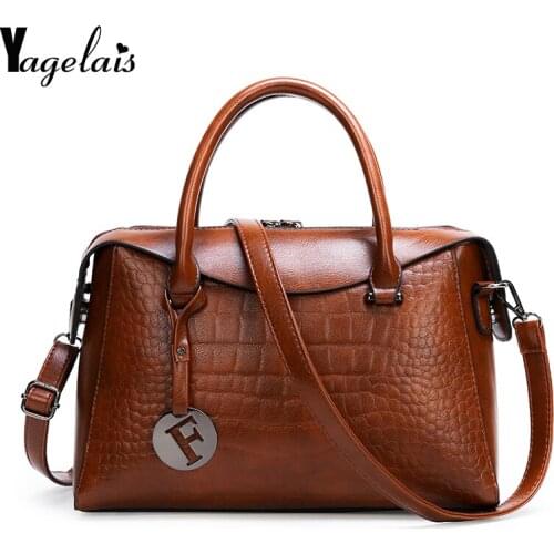 Vintage Leather Handbags Shoulder Bags Fashion Designer High Quality Crocodile Pattern Zipper Pockets Cross Body Women Bag