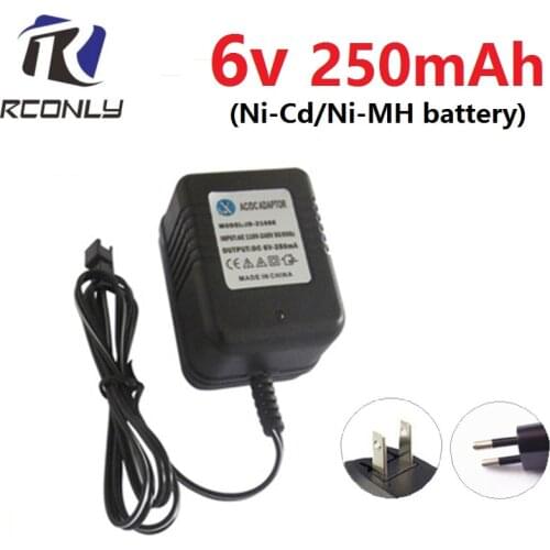 E.U/U.S Plug 6V 250mAh Charger For Ni-Cd/Ni-MH battery pack charger For toy RC car AC 110V-240V Input DC 6v 250mA SM black Plug