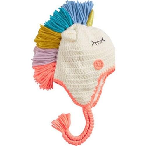 Winter hat for baby girl Children newborn photography props for Kids girl Warm Unicorn Hat baby hat
