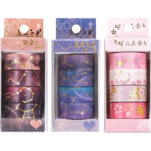 Starry Sky Cherry Blossoms Washi Tape Adhesive Tape DIY Scrapbooking Sticker Label Masking Tapes