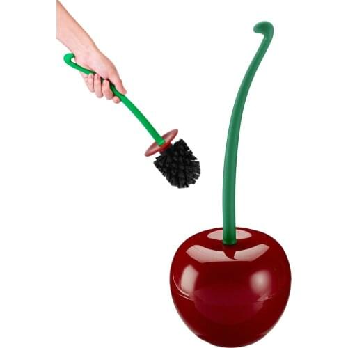 NEW 1PC Lovely Cherry Shaped Toilet Brush Lavatory Cleaning Tool Washroom Brush w/Holder Plastic Bathroom Decor Accessories