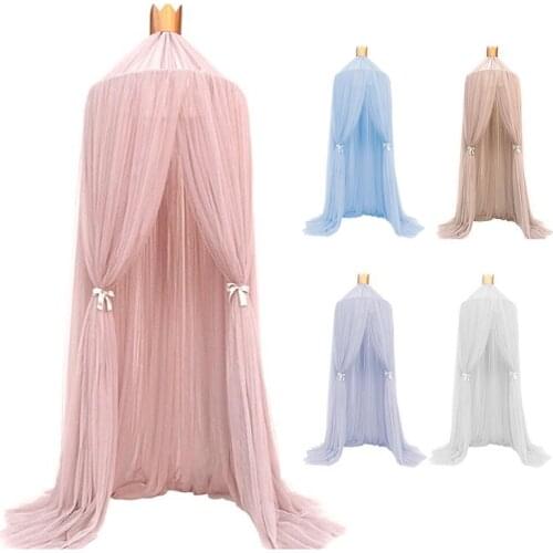 1pc Hanging Baby Bed Canopy Mosquito Net Indoor Tent Canopy Insect Protection Solid Color Princess Bedding Drape mosquito net