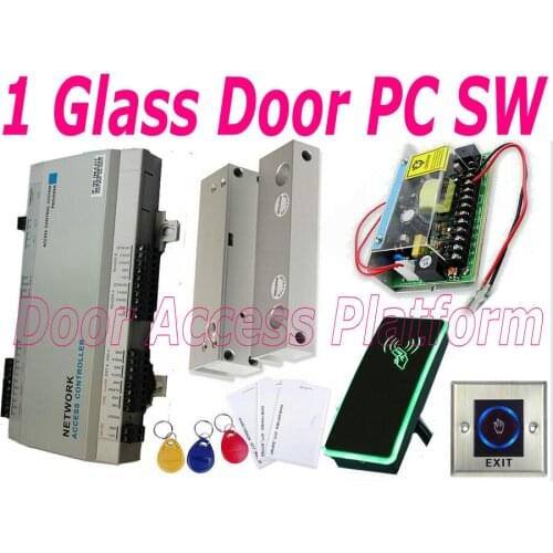 1 Glass DoorFrameless Bolt Lock Network+Web Interface IP Access Controller Panel+RFID EM Card access reader+Infrared exit button