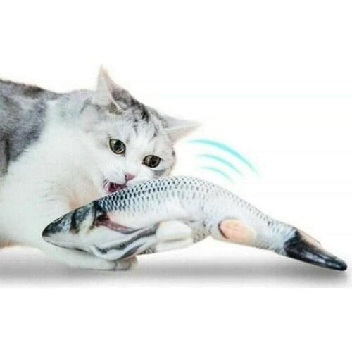 2021 Fish USB Electronic Pet Toy Dancing Moving Floppy Fish Cats Toy USB Charging Cat Wagging Catnip Toy 28cm Cat Toy Kids Gifts