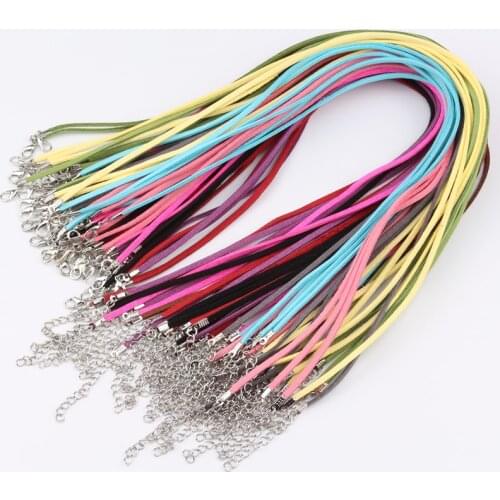 3mm 18-20inch Adjustable Assorted Color Suede Leather Necklace Cord With Lobster Clasp 60pcs/lot