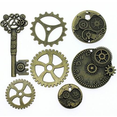 3pcs Antique Bronze Color Gear Steampunk Charm Pendants Jewelry Accessories Steampunk Gear Charms For Jewelry Making