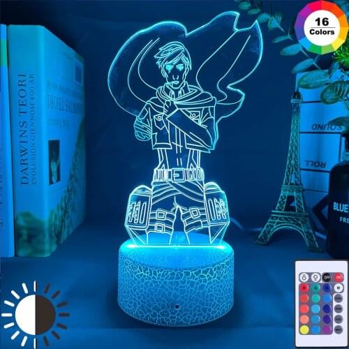 Anime 3d Lamp Attack on Titan Erwin Smith for Bedroom Decorative Light Kids Birthday Gift Attack on Titan LED Night Light Manga