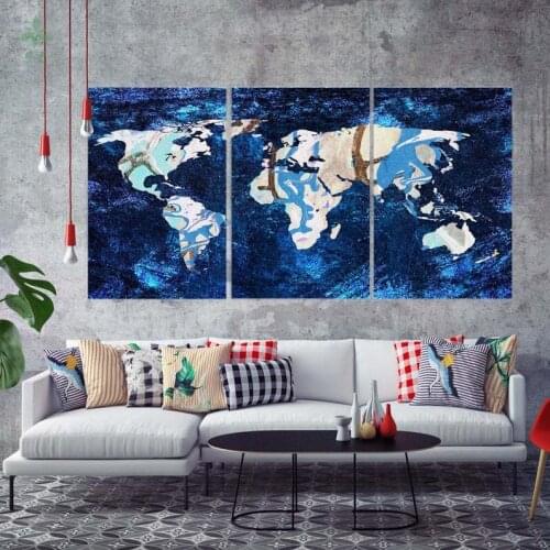 Large World Map Travel Art Push Pin Canvas Artwork Indoor Decoration