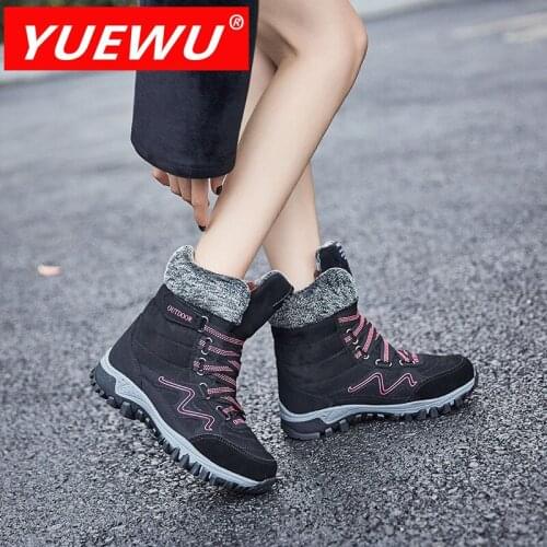 YUEWU Women’S Large Cotton Padded Boots Winter Suede High Shoes Artificial Plush Inside Weather Proof Warmth And Comfort