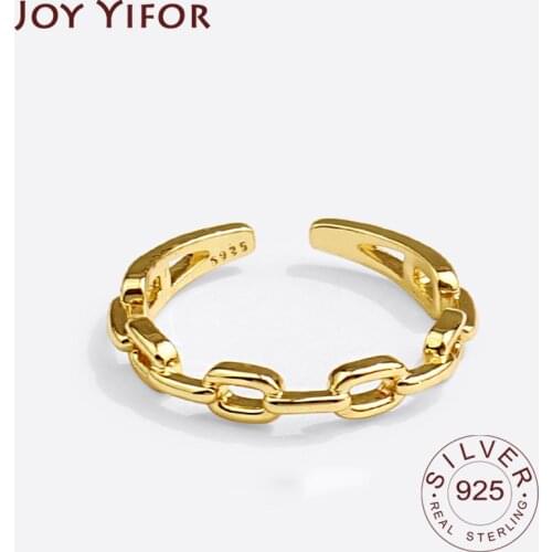 925 Sterling Silver Charming Irregular Chain Geometric Rings For Women Men Gold Chain Party Gifts Accessories