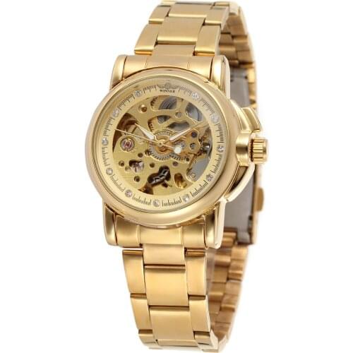 WINNER Women Watches Luxury Gifts Mechanical Womens Bracelet Ladies Steel Wristwatches Female Waterproof Clock Relogio Feminino