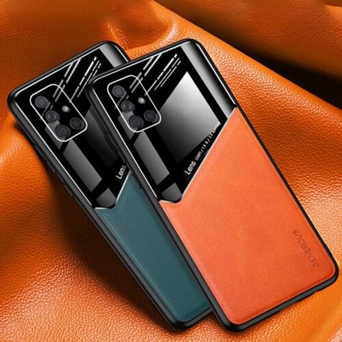 Luxury Business Leather Case on For Samsung Galaxy Note 20 Ultra S20 fe Plus A51 A71 A41 A31 A21S A70 Car Magnetic Holder Cover