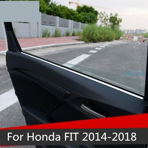 For Honda FIT JAZZ 2014-19 car inside window trim strips glass edge stainless steel decorative bright strip car accessories