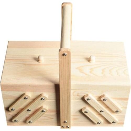 Wooden Sewing Box Jewelry Storage Box Cosmetics Case Organizer for Home