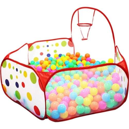 Kids Play Tent Ball Pit Pool With Basketball Hoop Red Zippered Zippered Storage Bag For Toddlers Baby Pets Playpen Toy Tents