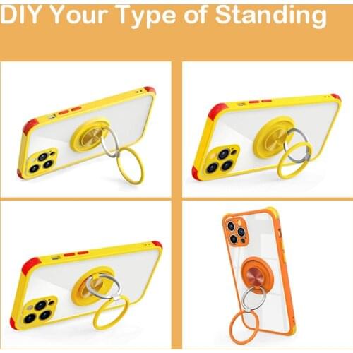 For iPhone 11 Pro Max mobile phone protection shell Case with Doule Rings Holder Anti Shock Falling Protective