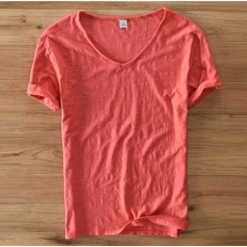 Men Short Sleeve V-Neck Breathable Soft Loose Thin White T-Shirt Tee Top Summer Chinese Style Men Vacation Linen Cotton t Shirt