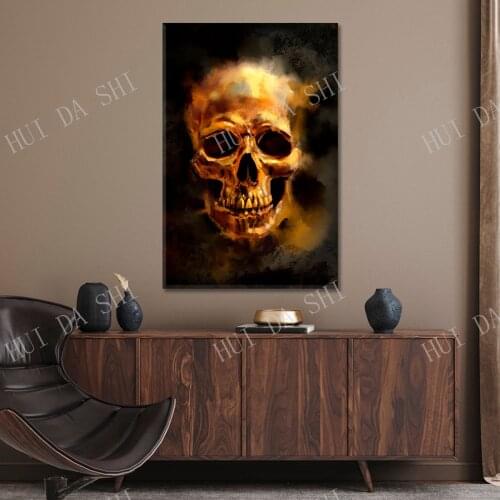 Skull Canvas Art Print, Gold Skull Canvas Art Home Decor