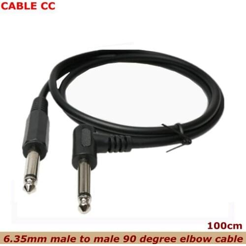 6.35mm 1/4 inch 90 Degree Right Angle Jack Audio Mono Guitar Cable 1m Elbow Microphone Audio Cable