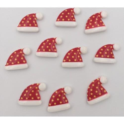 Resin Colorful Mini Kawaii Christmas Star Hat Flatback Cabochon Stone 20PCS Scrapbook DIY Decor Home Figurine Crafts OK064*2