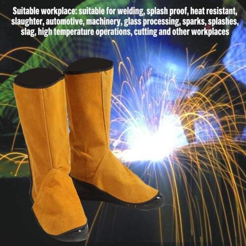 Leather Flame Retardant Welding Spats Safety Boot Flame Heat Abrasion Flame Resistant Foot Safety Protection Work Welder Tools