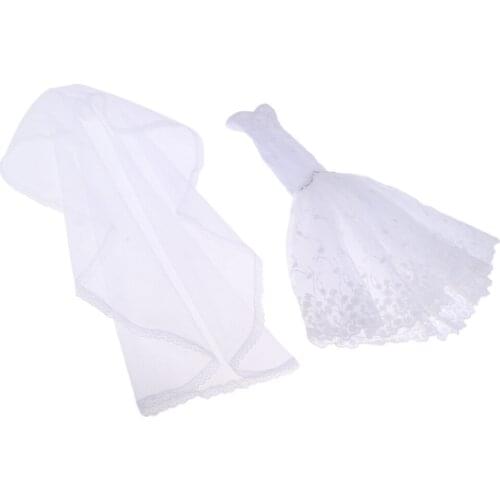 Handmade Doll Evening Dress Princess Evening Party Long Skirt with Veil