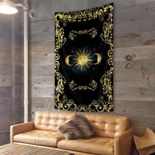 Gold Sun and Moon Wall Hanging Tapestry Drawing Room Decoration Two Design On Sale Bed Room Art Blanket T234