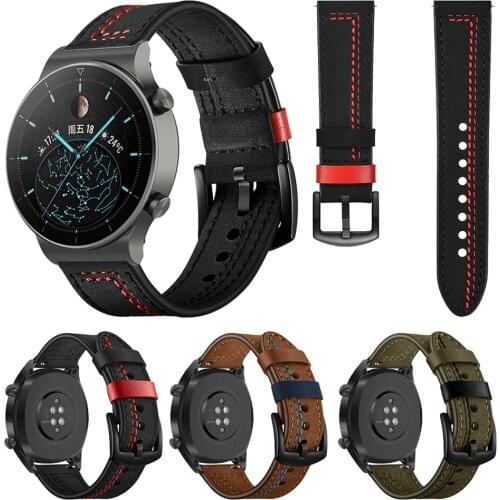 Genuine Leather Strap For HUAWEI Watch GT 2 Pro GT 2 42MM 46MM Band For Honor Watch GS Pro / Magic Watch 2 Bracelet Watchband