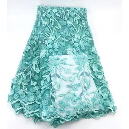 Luxury lace fabric high quality 3d lace fabric 092 5yard/lot latest RED african tulle lace with 3d flower