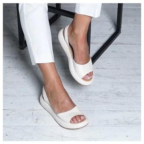 New Women Summer Sandals PU Leather Shoes Summer Fashion Open Toes Platform White Classic Sexy Womens Sandals Large size