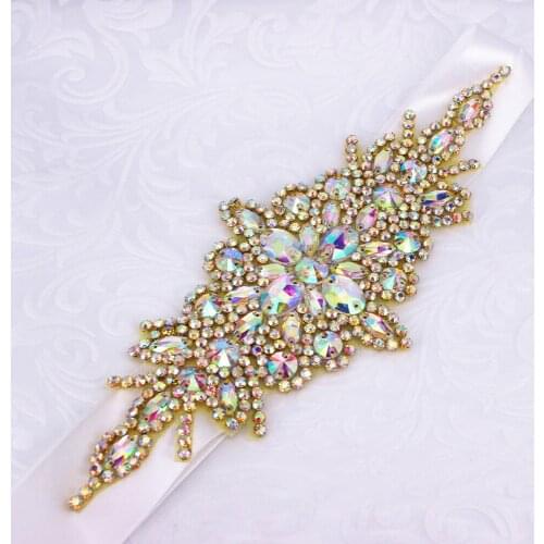 Silver Rhinestones Bridal Belt Crystal Pearls Ribbons Wedding Belt Sash For Wedding Gown Wedding Decoration