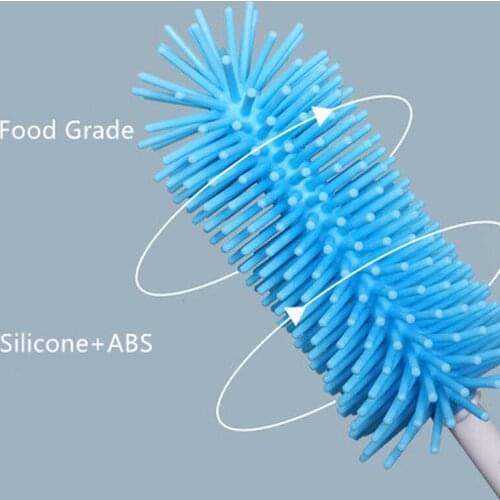 Silicone Bottle Brush 360 Degree Rotation Baby Pacifier Cup Nipple Cleaning Brushes Set Handheld Soft Head Food Grade Watering