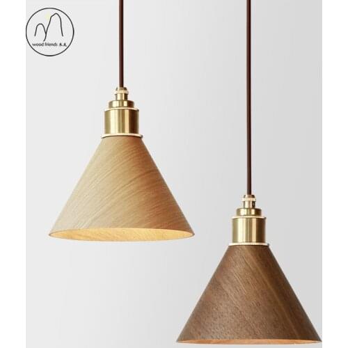 Nordic Wood Pendant Light Led Lamp Chandelier Bedroom Art Lamparas Living Room Darwalnut Wooden Pendant Lamp Home Chandelier