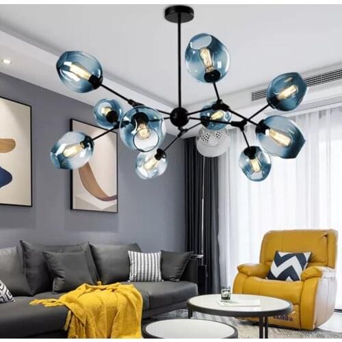 Modern Pendant Lamps Lights White Color Led Chandelier For Living Room Dining Hand Blown Glass Chandelier Hanging Lamp Kitchen