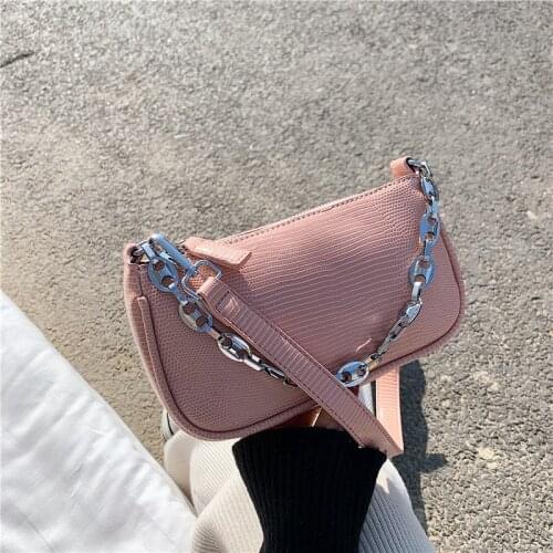 Small PU Leather Shoulder Bags for Women 2021 Trend Hand Bags Chain Lizard Pattern Handbags Travel Lady Fashion Designer Bag