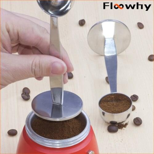 304Stainless Steel Coffee Tamper 50mm Espresso Coffee Tamper With Measuring Spoon Coffee Powder Press Barista Tamper Tool