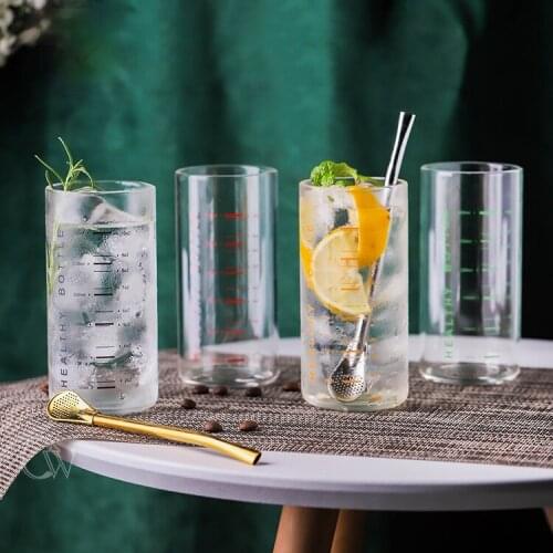 Heat resistant round glass Juice coffee mug measuring glass Restaurant home kitchen cup wine glasses water bottle